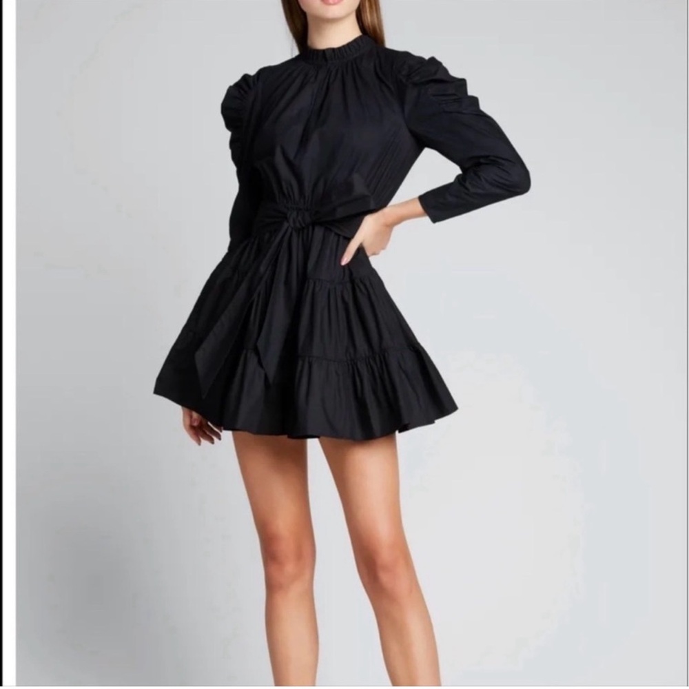 Ulla Johnson Black Long-Sleeve Tiered Mini Dress